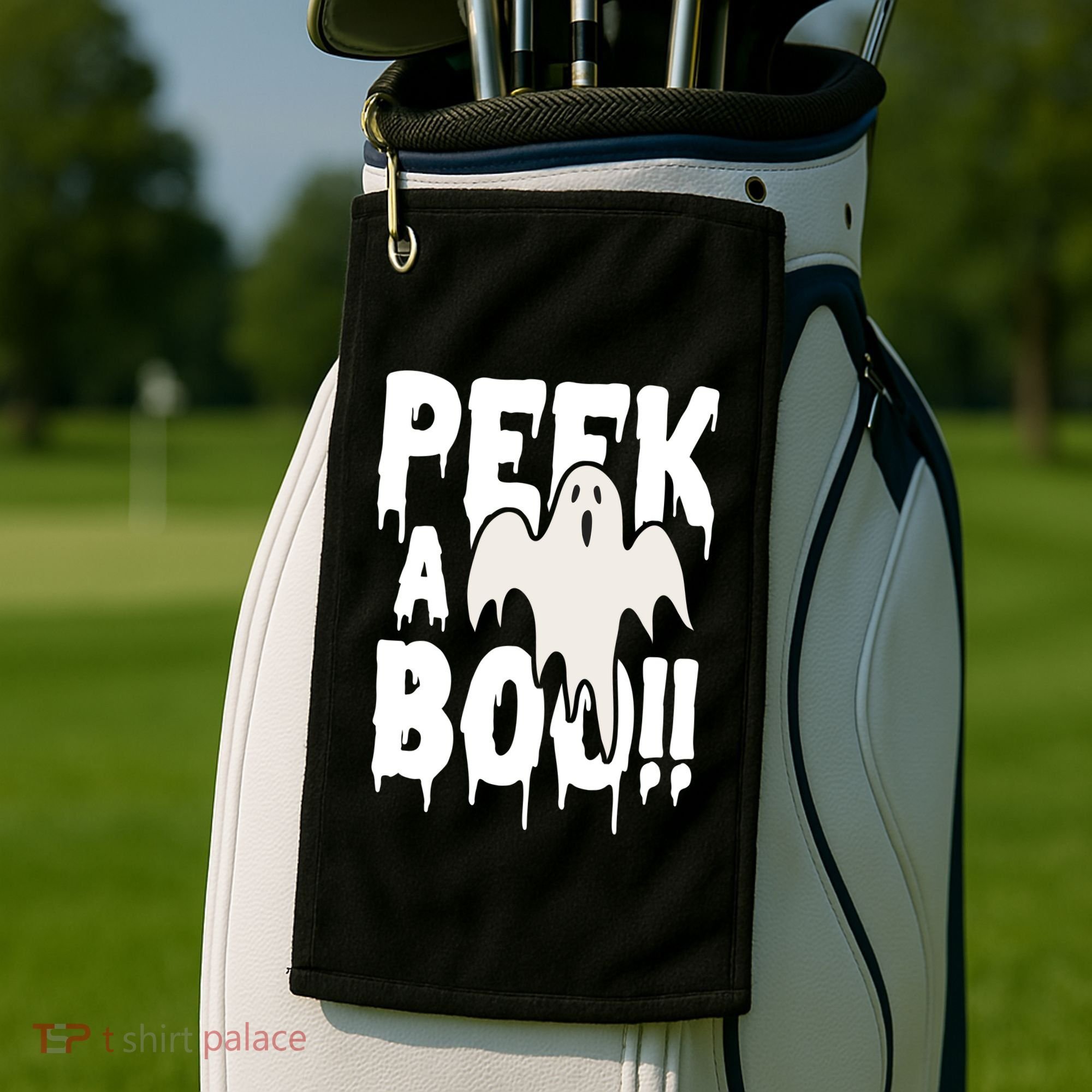 Peek A Boo Halloween Ghost Golf Towel