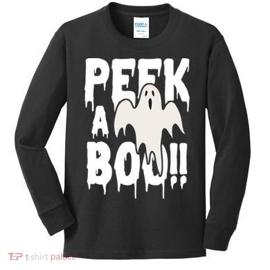 Peek A Boo Halloween Ghost Kids Long Sleeve Shirt