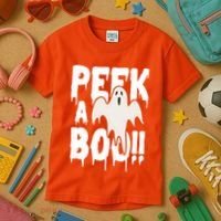 Peek A Boo Halloween Ghost Kids T-Shirt thumb 3