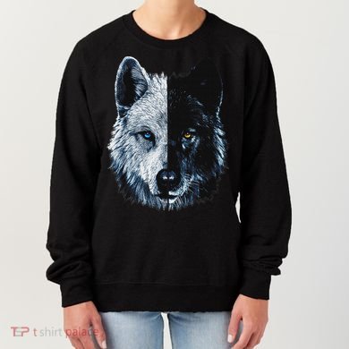 Polar And Black Two Face Wolf Split Face Magical Wolves Women's Sweatshirt