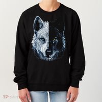 Polar And Black Two Face Wolf Split Face Magical Wolves Women's Sweatshirt thumb 0