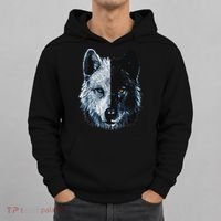 Polar And Black Two Face Wolf Split Face Magical Wolves Hoodie thumb 0