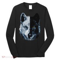 Polar And Black Two Face Wolf Split Face Magical Wolves Long Sleeve Shirt thumb 0