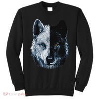 Polar And Black Two Face Wolf Split Face Magical Wolves Sweatshirt thumb 0