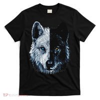 Polar And Black Two Face Wolf Split Face Magical Wolves T-Shirt thumb 0