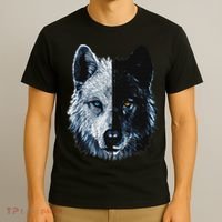 Polar And Black Two Face Wolf Split Face Magical Wolves T-Shirt thumb 3