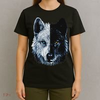 Polar And Black Two Face Wolf Split Face Magical Wolves T-Shirt thumb 4