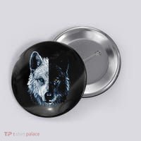 Polar And Black Two Face Wolf Split Face Magical Wolves Button thumb 0