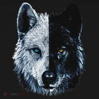 Polar And Black Two Face Wolf Split Face Magical Wolves Bucket Hat thumb 4