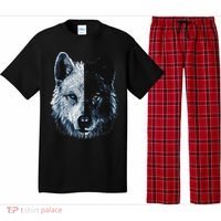 Polar And Black Two Face Wolf Split Face Magical Wolves Pajama Set thumb 0