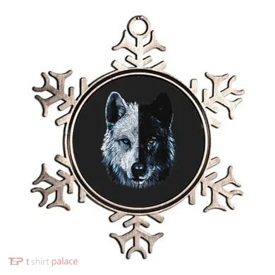 Polar And Black Two Face Wolf Split Face Magical Wolves Ornament