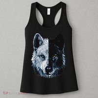Polar And Black Two Face Wolf Split Face Magical Wolves Women's Tank Top thumb 3