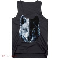 Polar And Black Two Face Wolf Split Face Magical Wolves Tank Top thumb 0