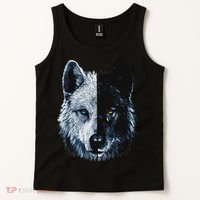 Polar And Black Two Face Wolf Split Face Magical Wolves Tank Top thumb 2