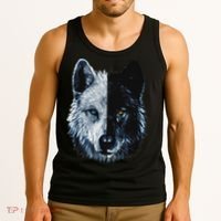 Polar And Black Two Face Wolf Split Face Magical Wolves Tank Top thumb 3