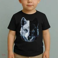 Polar And Black Two Face Wolf Split Face Magical Wolves Toddler T-Shirt thumb 2
