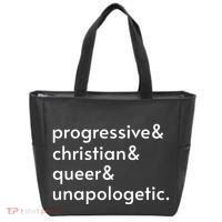 Progressive And Christian And Queer And Unapologetic Tote Bag thumb 0