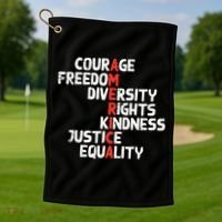 Protest America Courage Freedom Rights Resist  Golf Towel thumb 1