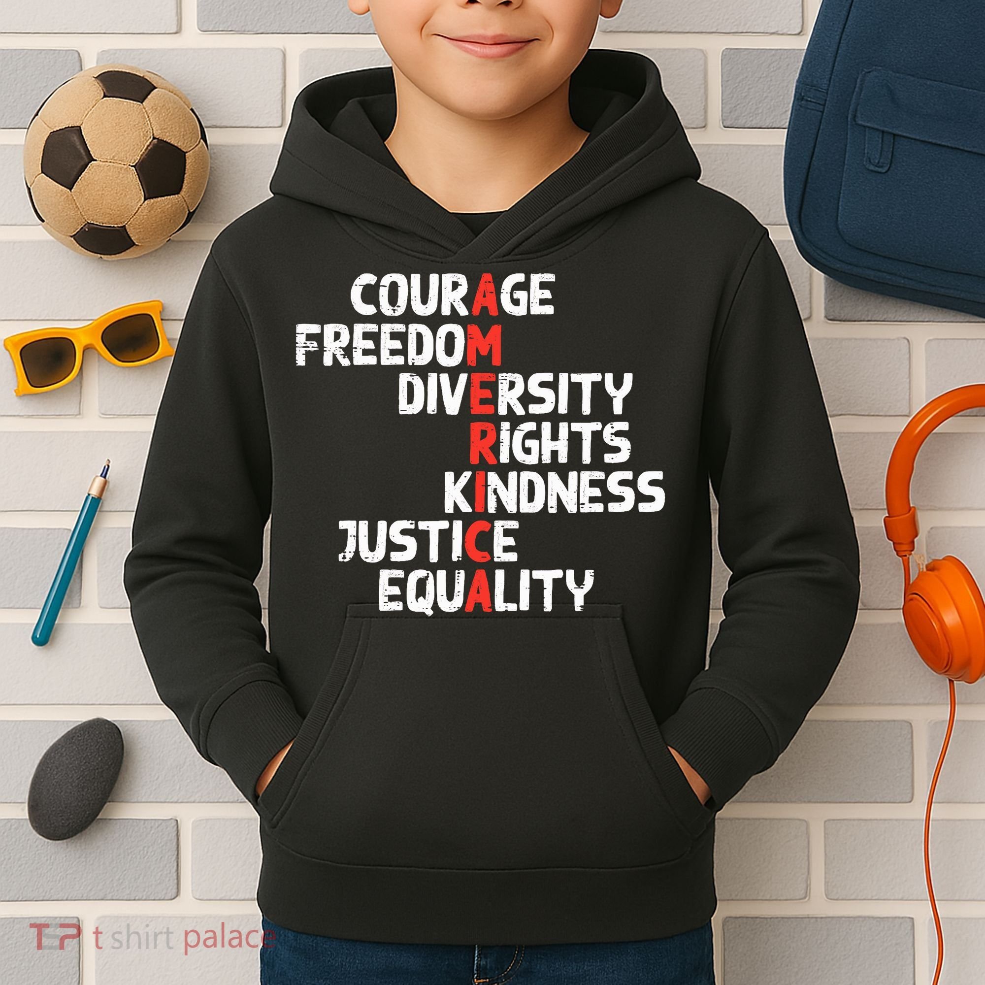 Protest America Courage Freedom Rights Resist  Kids Hoodie