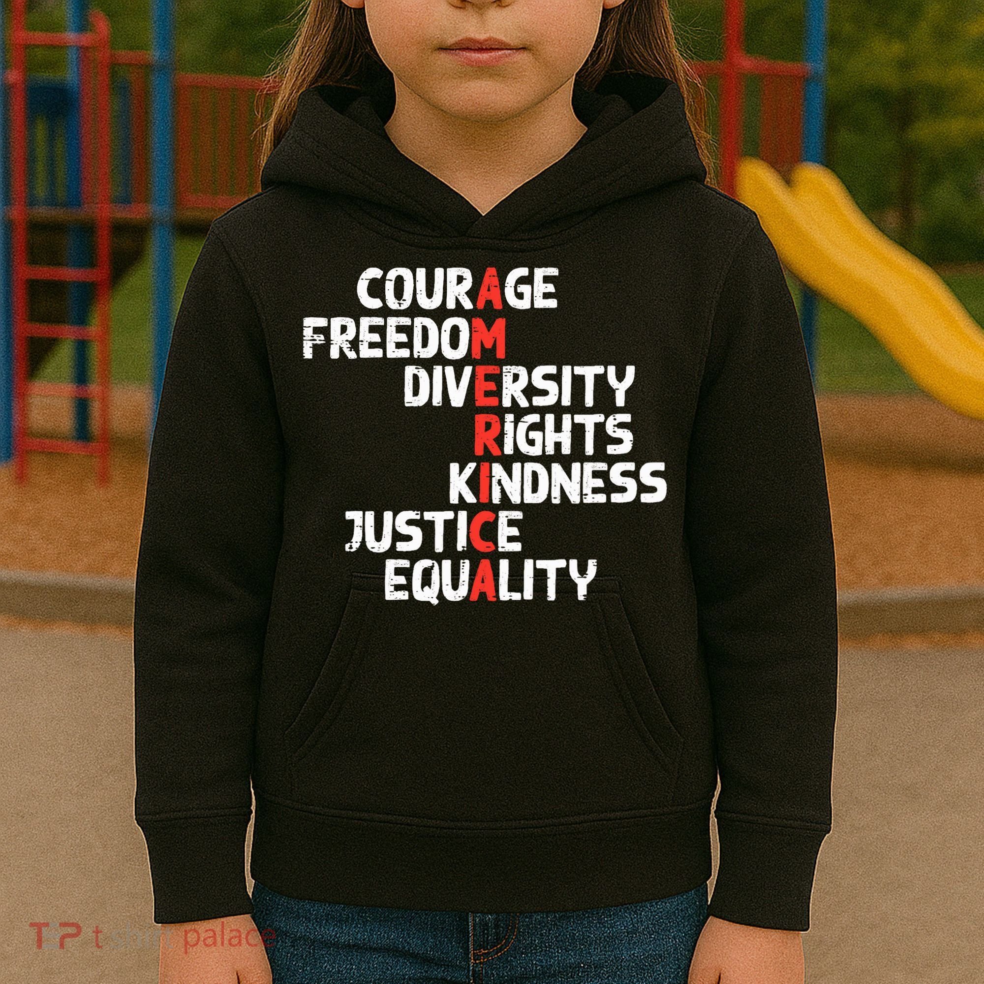 Protest America Courage Freedom Rights Resist  Kids Hoodie