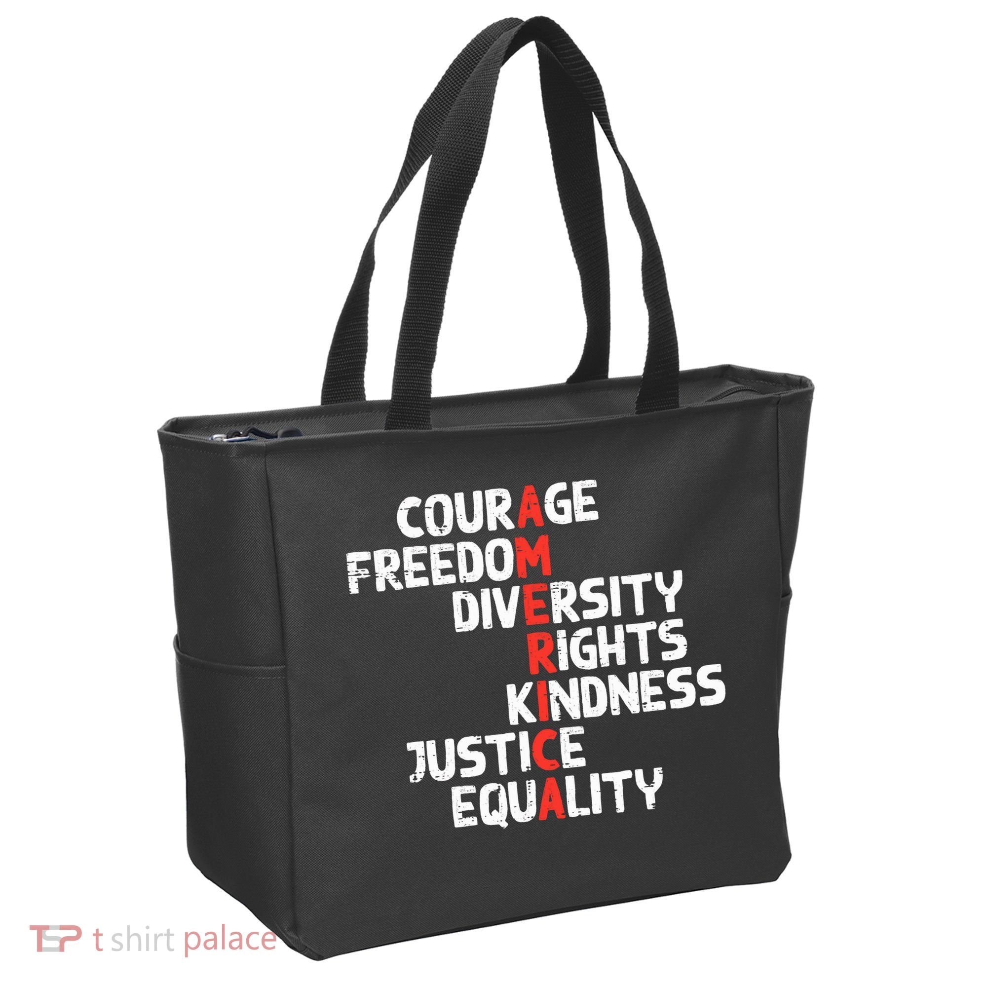 Protest America Courage Freedom Rights Resist  Tote Bag