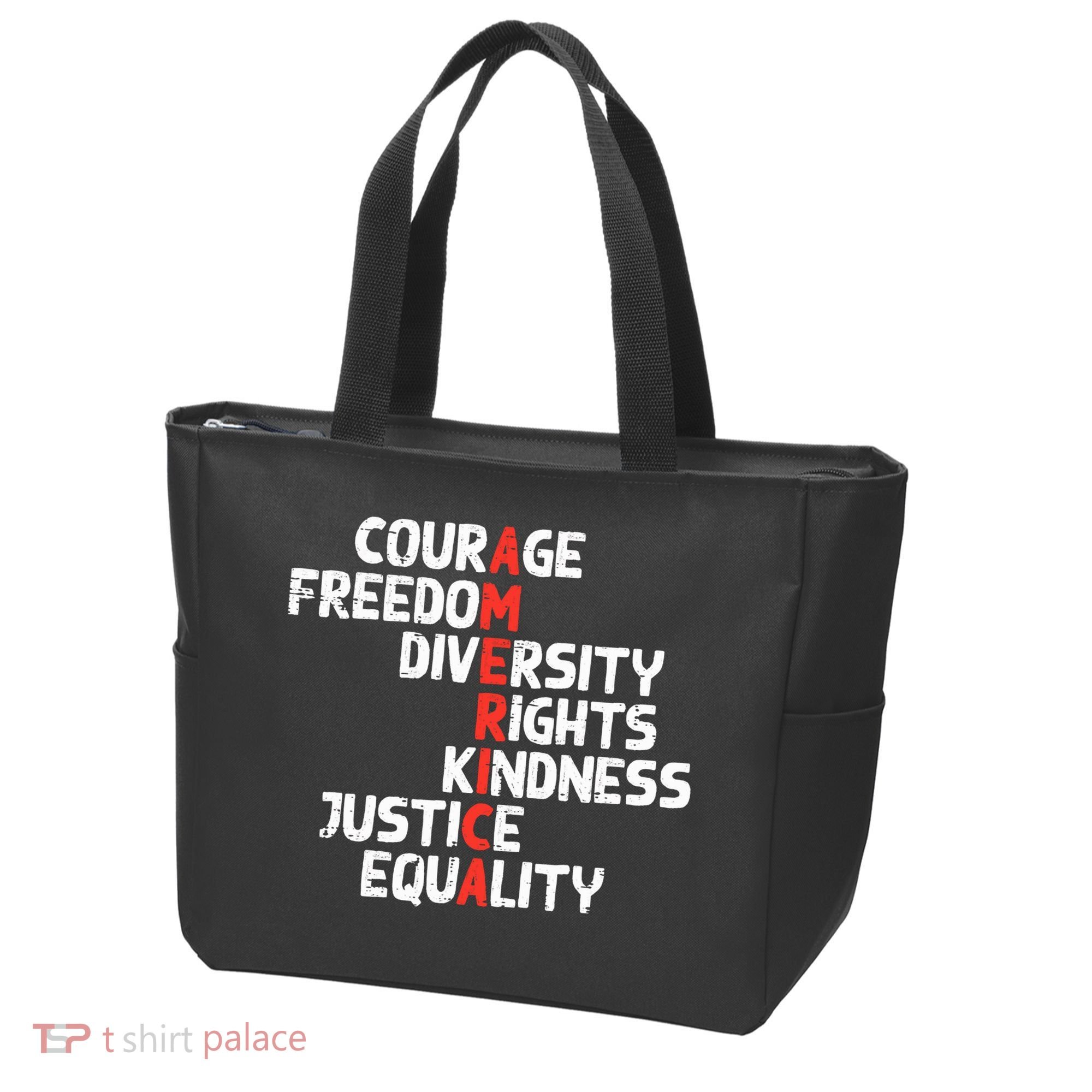 Protest America Courage Freedom Rights Resist  Tote Bag