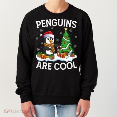 Penguins Are Cool Xmas Tree Lights Santa Penguin Christmas Gift Women's Sweatshirt