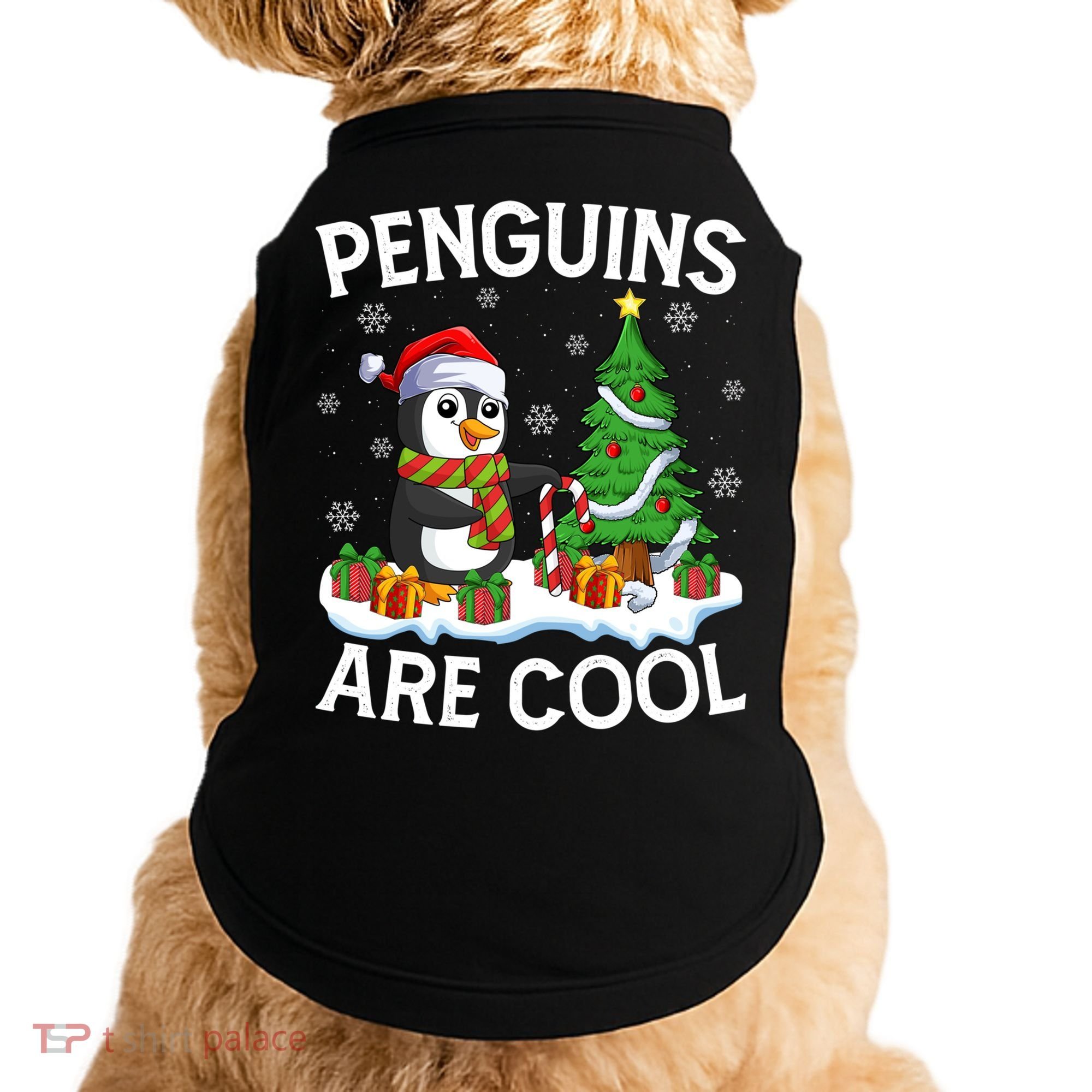 Penguins Are Cool Xmas Tree Lights Santa Penguin Christmas Gift Doggie Tank