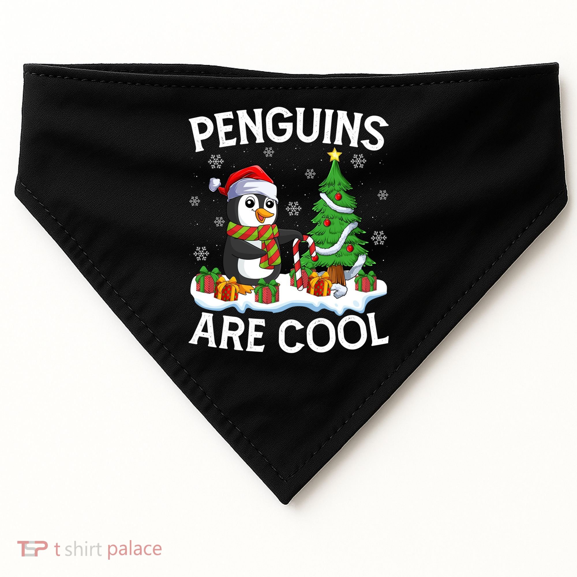 Penguins Are Cool Xmas Tree Lights Santa Penguin Christmas Gift USA-Made Doggie Bandana