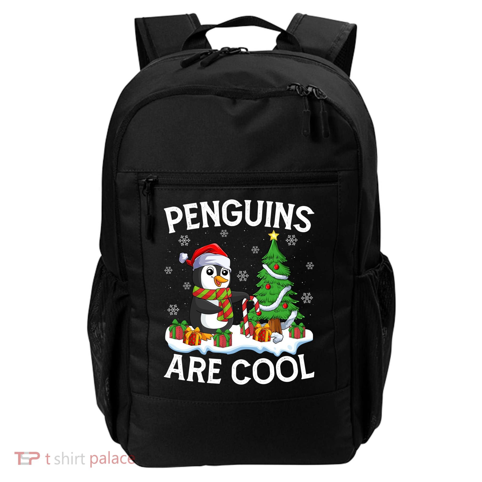 Penguins Are Cool Xmas Tree Lights Santa Penguin Christmas Gift Backpack
