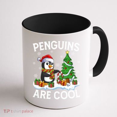 Penguins Are Cool Xmas Tree Lights Santa Penguin Christmas Gift Coffee Mug back