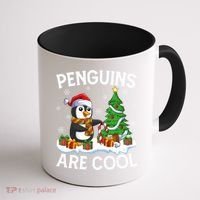 Penguins Are Cool Xmas Tree Lights Santa Penguin Christmas Gift Coffee Mug thumb 1