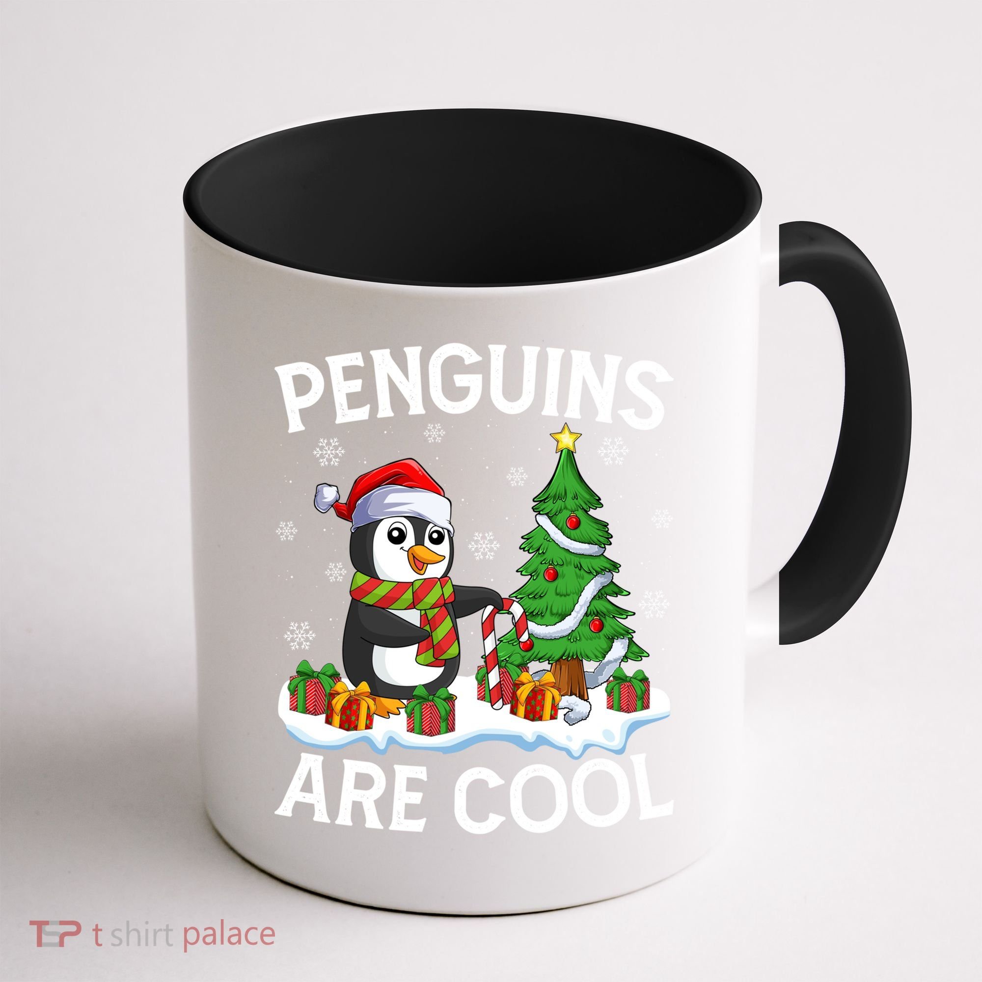 Penguins Are Cool Xmas Tree Lights Santa Penguin Christmas Gift Coffee Mug