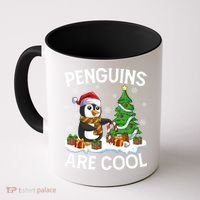 Penguins Are Cool Xmas Tree Lights Santa Penguin Christmas Gift Coffee Mug thumb 0