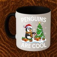 Penguins Are Cool Xmas Tree Lights Santa Penguin Christmas Gift Coffee Mug thumb 2