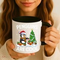 Penguins Are Cool Xmas Tree Lights Santa Penguin Christmas Gift Coffee Mug thumb 3