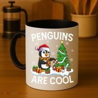 Penguins Are Cool Xmas Tree Lights Santa Penguin Christmas Gift Coffee Mug thumb 4