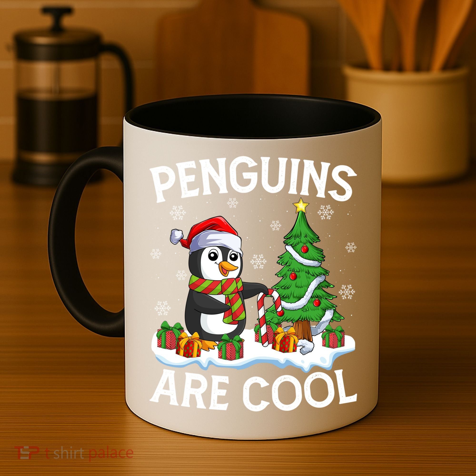 Penguins Are Cool Xmas Tree Lights Santa Penguin Christmas Gift Coffee Mug