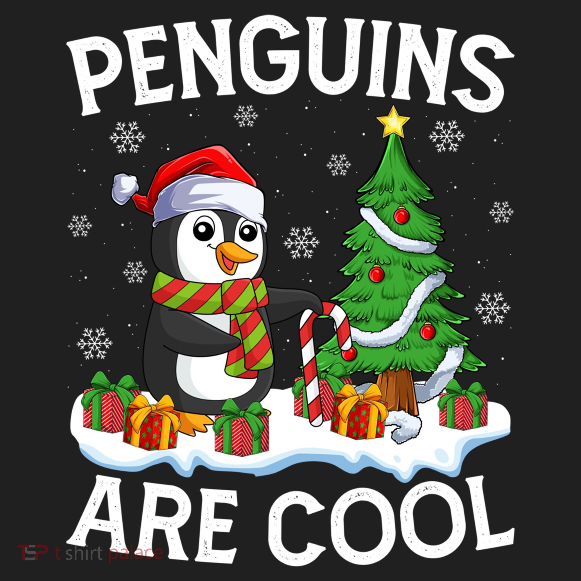 Penguins Are Cool Xmas Tree Lights Santa Penguin Christmas Gift Beanie