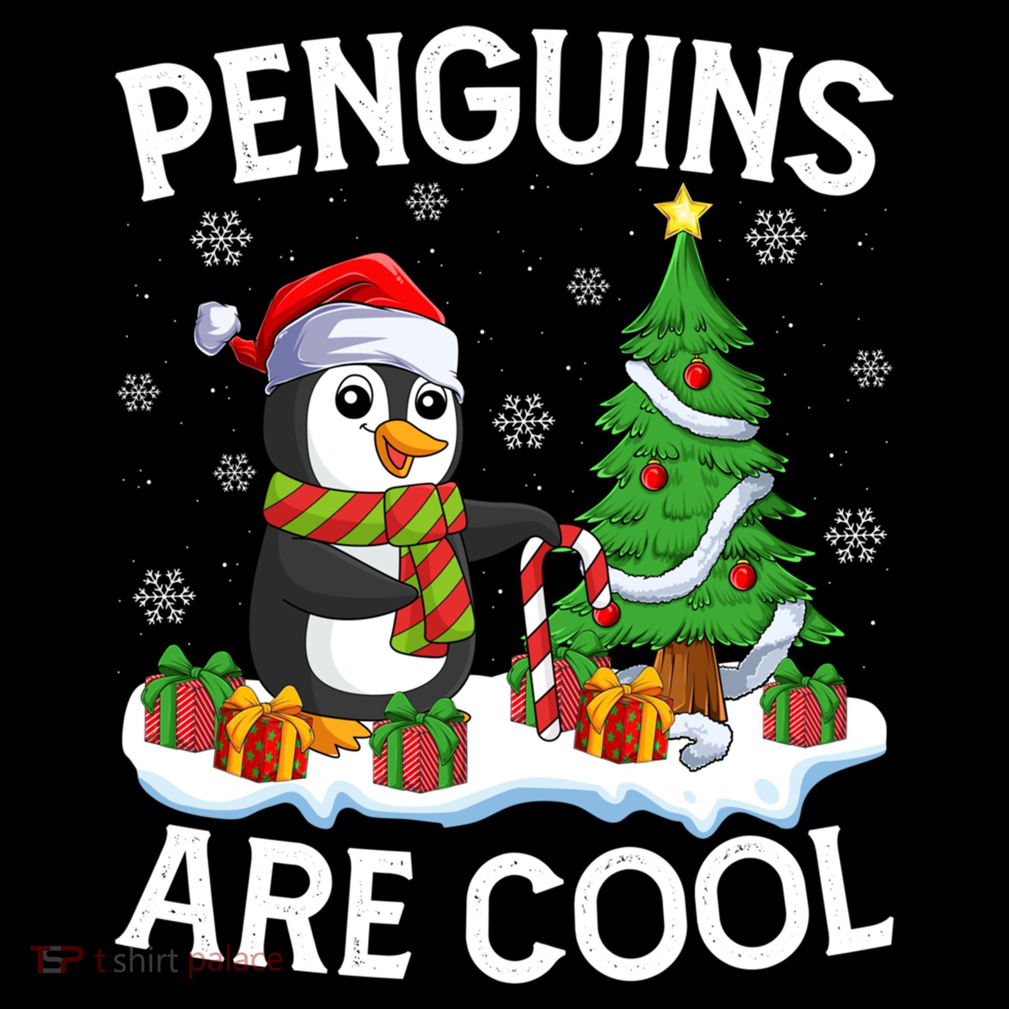 Penguins Are Cool Xmas Tree Lights Santa Penguin Christmas Gift Women's Hoodie