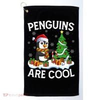 Penguins Are Cool Xmas Tree Lights Santa Penguin Christmas Gift Golf Towel thumb 0