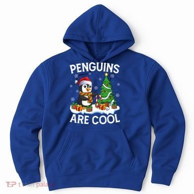 Penguins Are Cool Xmas Tree Lights Santa Penguin Christmas Gift Hoodie