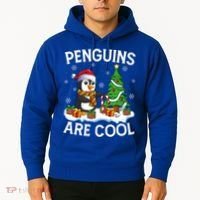 Penguins Are Cool Xmas Tree Lights Santa Penguin Christmas Gift Hoodie thumb 2