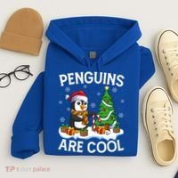 Penguins Are Cool Xmas Tree Lights Santa Penguin Christmas Gift Hoodie thumb 4