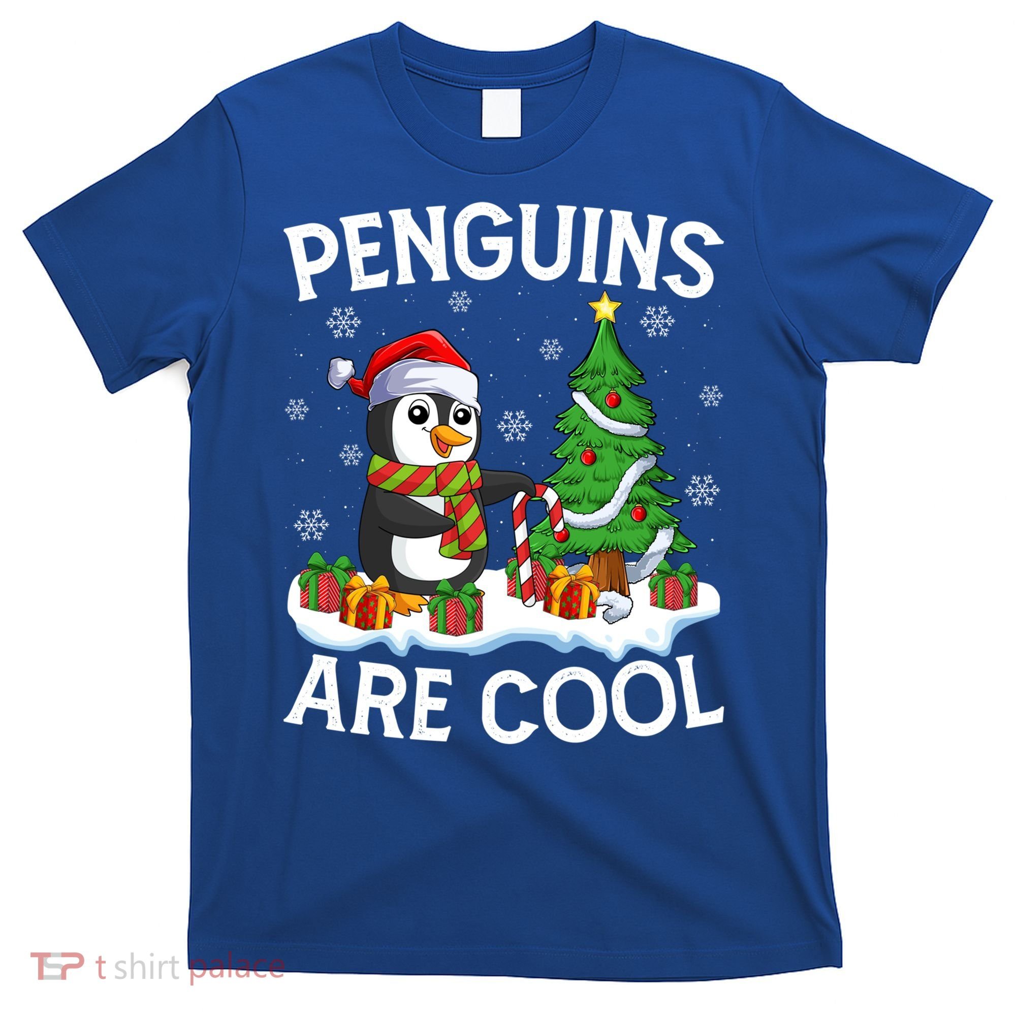 Penguins Are Cool Xmas Tree Lights Santa Penguin Christmas Gift T-Shirt