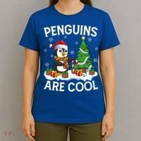 Penguins Are Cool Xmas Tree Lights Santa Penguin Christmas Gift T-Shirt thumb 4