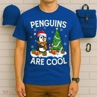 Penguins Are Cool Xmas Tree Lights Santa Penguin Christmas Gift T-Shirt thumb 6