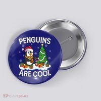 Penguins Are Cool Xmas Tree Lights Santa Penguin Christmas Gift Button thumb 0