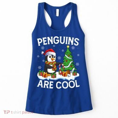 Penguins Are Cool Xmas Tree Lights Santa Penguin Christmas Gift Women's Tank Top