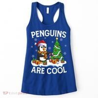 Penguins Are Cool Xmas Tree Lights Santa Penguin Christmas Gift Women's Tank Top thumb 0